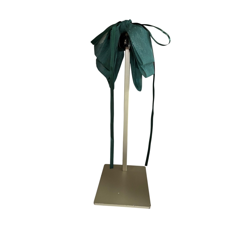 Oversized Emerald Green Shimmer Bow Hair Claw Clip with Long Satin Ribbon Tails - Picture 6 of 6
